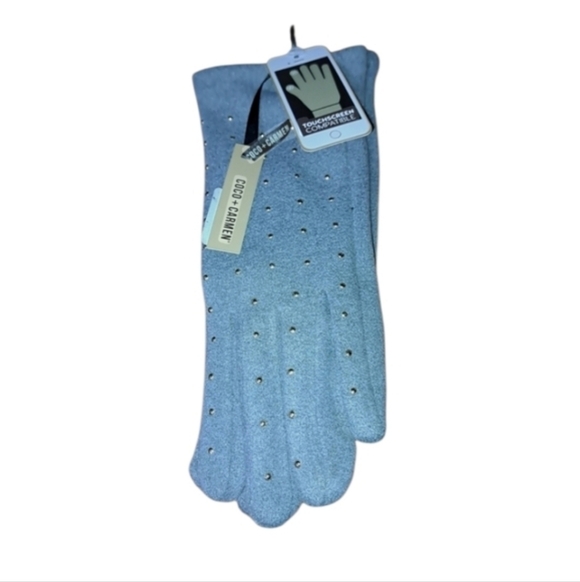Coco + Carmen Gray Gloves with Gold Accents Women's One Size - Picture 7 of 7